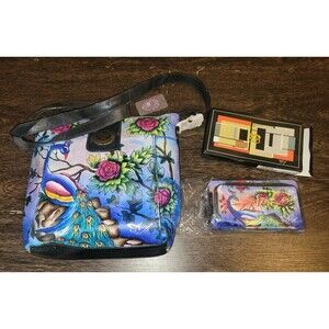 NWT ORIGINAL BY SHARIF 1827 COLORFUL PEACOCK FLORAL HANDBAG PURSE TOTE & WALLET